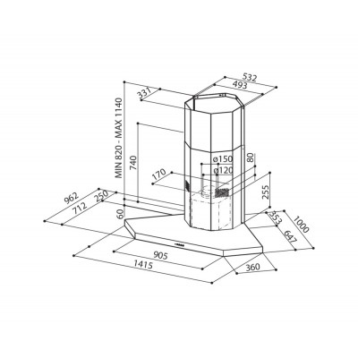 Campana de esquina Faber Stilo 100 cm acero inoxidable