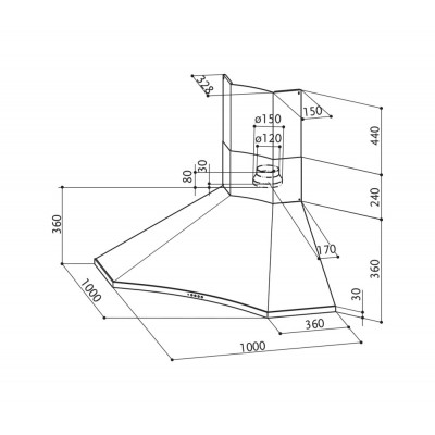 Campana de esquina faber solaris 100 cm acero inoxidable