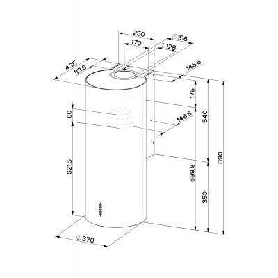 Okap ścienny cylindryczny Faber cylindra gloss plus 37 cm biały