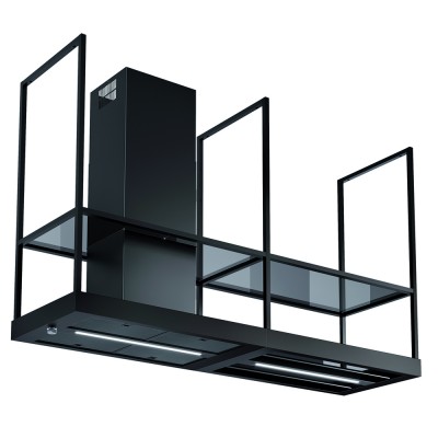 Campana isla Faber t-shelf 180 cm negra - cristal ahumado