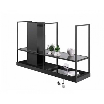 Campana isla Faber t-shelf 180 cm negra - cristal ahumado