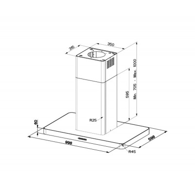 Faber t-light hotte îlot 100 cm acier inoxydable