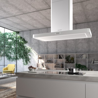 Faber t-light campana isla 100 cm blanco mate