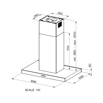 Faber stilo comfort island hood 90 cm stainless steel