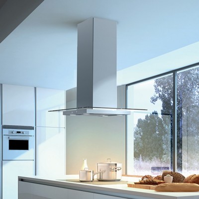 Faber glassy island hood 90 cm stainless steel - glass