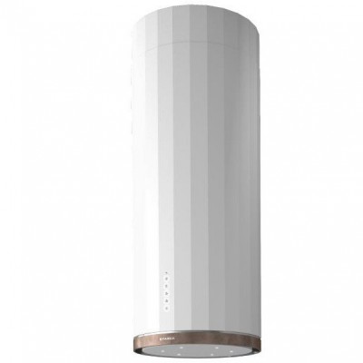 Okap wyspowy Faber Corinthia Cylindrical 37 cm, matowa biel – srebro tybetańskie