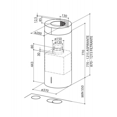 Faber cylindra  Island hood vent 37cm stainless steel