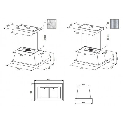 Hotte îlot Faber thea 80 cm structure chêne blanc