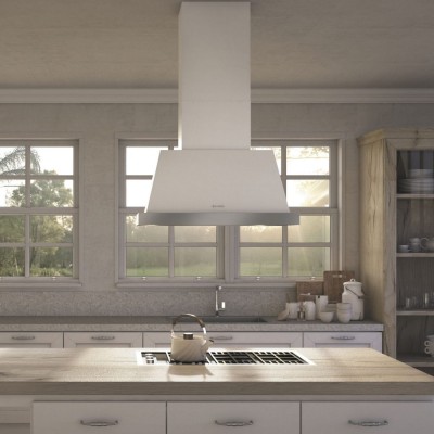 Hotte îlot Faber thea 80 cm structure inox blanc