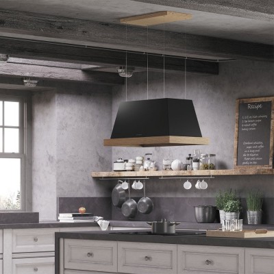 Hotte îlot Faber thea 80 cm structure chêne gris