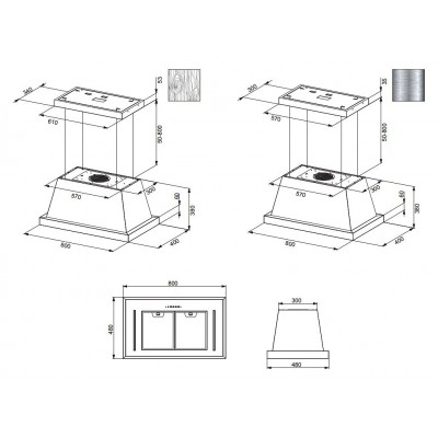 Hotte îlot Faber thea 80 cm structure chêne gris