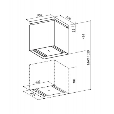 Faber lybra plus island hood up and down 40 cm stainless steel - glass