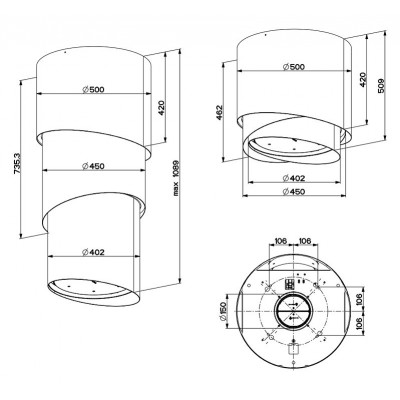 Faber pareo plus island hood up and down 50 cm stainless steel