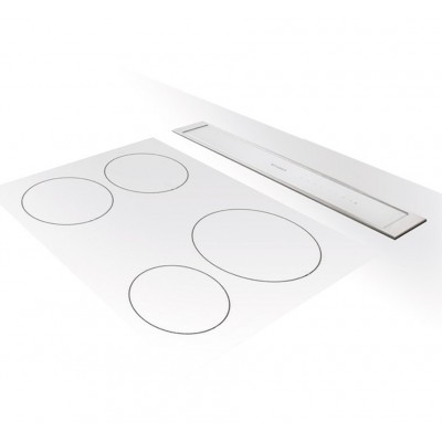 Faber Fabula Plus 90 Downdraft-Abzugshaube für Arbeitsplatte 90 cm, weißes Glas – Edelstahl