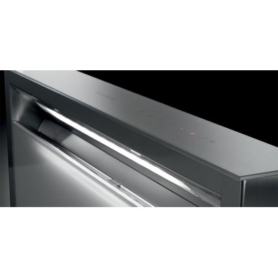 Faber Fabula Plus 90 Downdraft-Abzugshaube für Arbeitsplatte 90 cm, weißes Glas – Edelstahl
