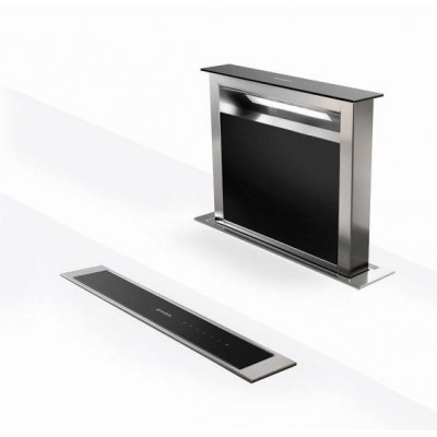Okap kuchenny Faber Fabula Plus 60 Downdraft, 60 cm, czarne szkło, stal nierdzewna