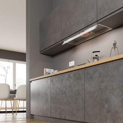 Faber Ilma Touch Einbau-Unterschrankhaube 120 cm, weißes Glas – Edelstahl