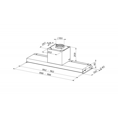 Faber in-nova air Einbau-Unterschrankhaube 90 cm, schwarzes Glas – Edelstahl