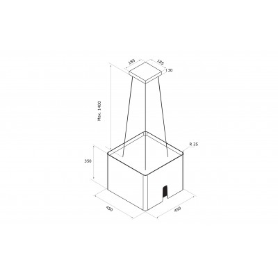 Airforce square young cappa isola 45 cm bianco