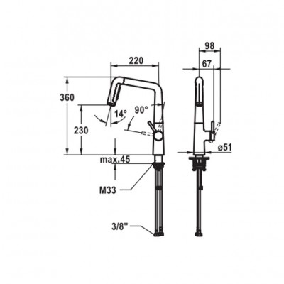 Kwc Kio 10.481.002.000fl chrome lever kitchen mixer + hand shower