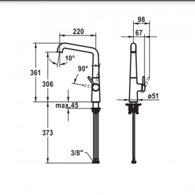 Kwc Kio 10.481.012.176fl lever kitchen mixer matt black