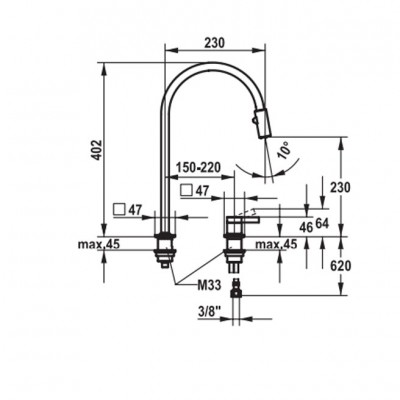 Kwc Era 10.392.323.700fl lever kitchen mixer with stainless steel shower head