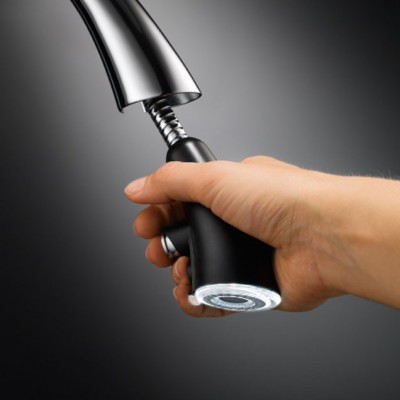 Kwc Zoe 10.201.122.000fl chrome led kitchen mixer + hand shower