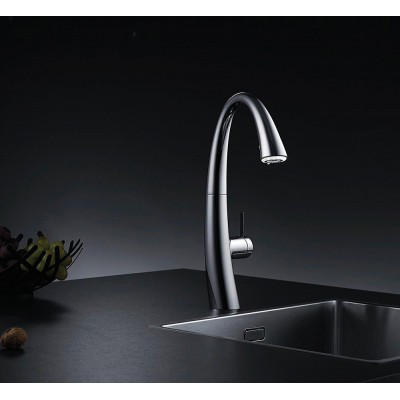 Kwc Zoe 10.201.122.127fl led kitchen mixer decor steel + hand shower