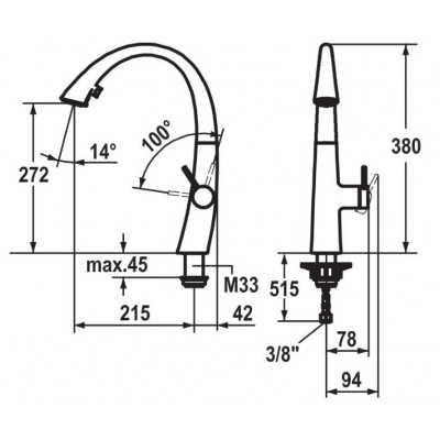 Kwc Zoe 10.201.102.150fl white kitchen mixer + hand shower