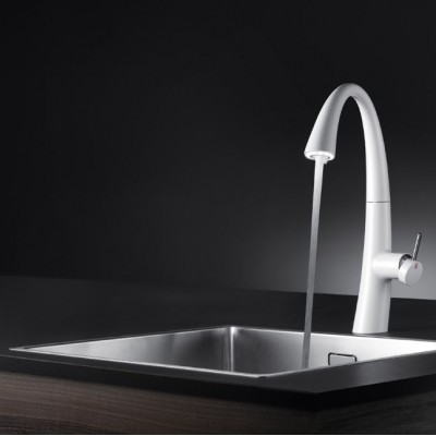 Kwc Zoe 10.201.122.150fl white led kitchen mixer + hand shower