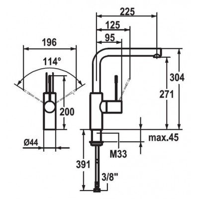 Kwc Ono 10.151.013.000fl chrome tap mixer