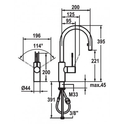 Kwc Ono 10.151.102.700fl mixer tap + stainless steel hand shower