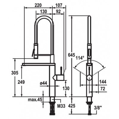 Kwc Ono 10.151.423.700fl mixer tap + stainless steel hand shower