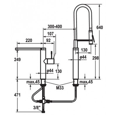 Kwc Ono 10.152.423.000fl mixer tap + chrome hand shower