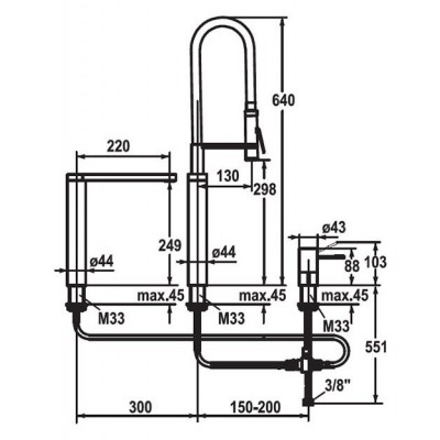 Kwc Ono 10.153.423.000fl mixer tap + chrome hand shower