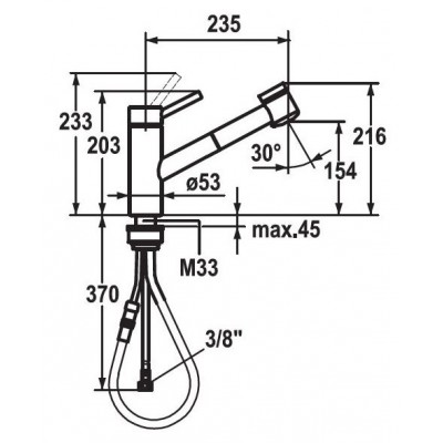 Kwc Inox 10.271.033.736fl mixer tap + black hand shower