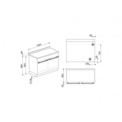 Smeg CPF120IGMPX Portofino  Gasherd Edelstahl 120cm