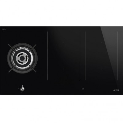 Smeg PM3953D vitrocerámica híbrida gas-inducción 90 cm cristal negro