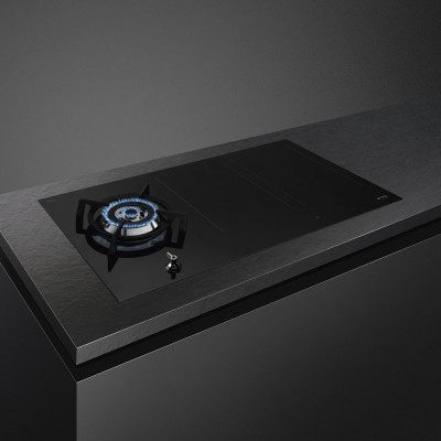 Smeg PM3953D hybrid gas-induction hob 90 cm black glass