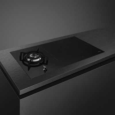 Smeg PM3953D vitrocerámica híbrida gas-inducción 90 cm cristal negro
