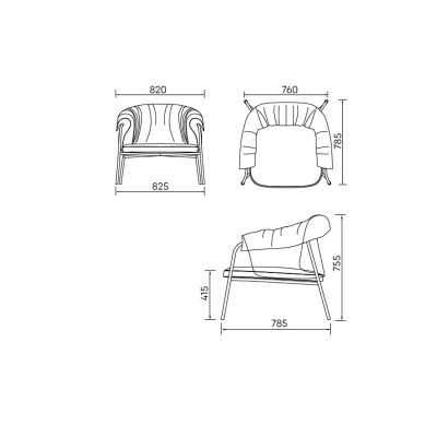 Alma design Scala Armchair  Sillón de tela burdeos - estructura de acero