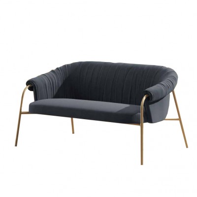 Alma design Scala sofa  Canapé en velours bleu - structure en acier