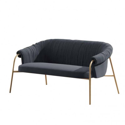 Alma design Scala sofa divano in velluto blu - struttura in acciaio