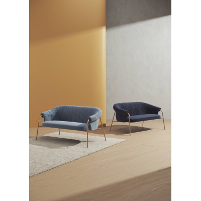 Alma design Scala sofa divano in velluto blu - struttura in acciaio
