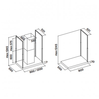 Okap wyspowy Falmec Europa Design 210 cm ze stali nierdzewnej + szyba + półka + szyba