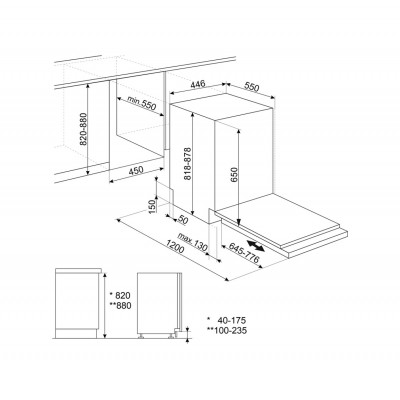 Smeg ST4512IN  Einbau-Geschirrspüler l 45 cm völliges Verschwinden