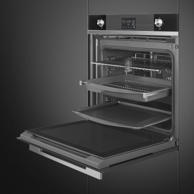 Smeg SOP6102S2PN  Horno de vapor combinado línea pirolítica 60 cm negra