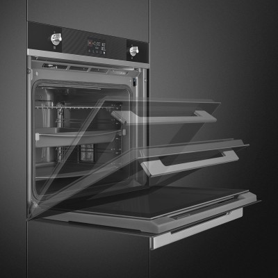 Smeg SOP6102S2PN  Kombinierter Dampfofen Pyrolyseleitung 60 cm schwarz