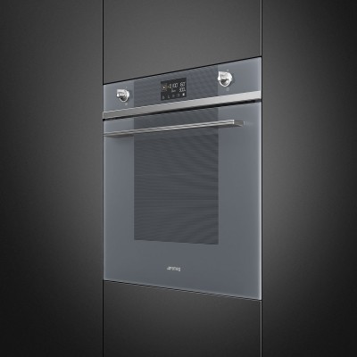 Smeg SOP6102S2PS  Combined pyrolytic steam oven 60cm gray glass