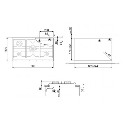 Smeg SRV596GH5  Gas stove 90cm stainless steel